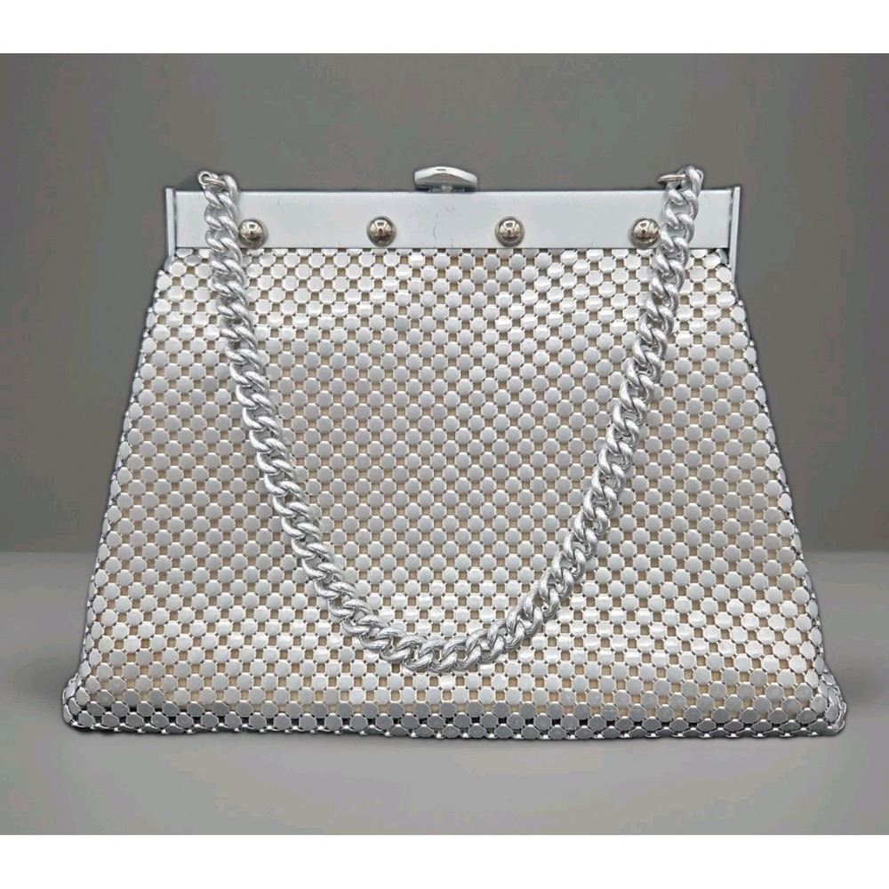 Vintage Whiting & Davis Silver Metal Mesh Evening Bag Purse Mid-Century 1950s...